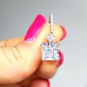 Lustro Stella Field Cut Premium Cubic Zirconia Earrings in Sterling Silver NWT